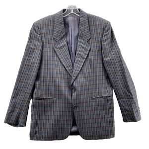 Hugo Boss Paris Blazer Men's 42R Gray Wool Red‎ Blue Stripe Sport Coat Academia